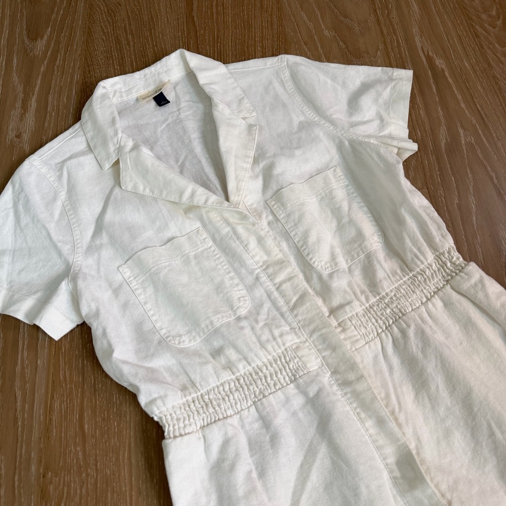 Universal Thread Linen Blend Romper Medium Cream … - image 4